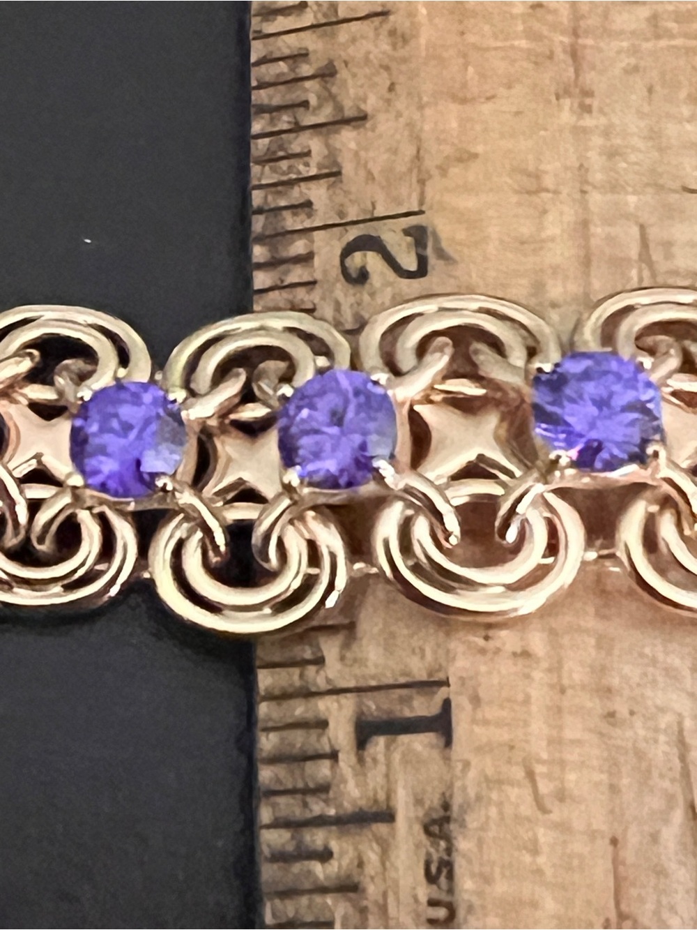 Vintage Purple Amethyst CZ Bracelet Gold Over 925 Silver - Picture 8 of 8